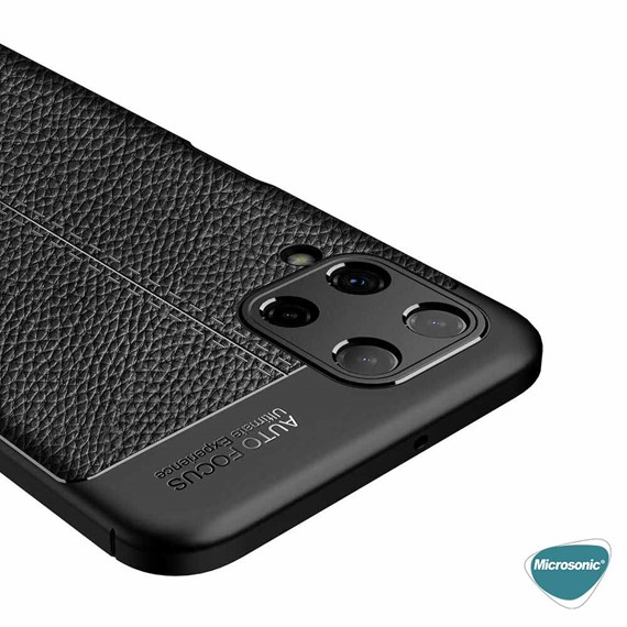 Microsonic Samsung Galaxy M32 4G Kılıf Deri Dokulu Silikon Siyah 3