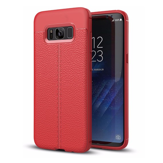Microsonic Samsung Galaxy S8 Kılıf Deri Dokulu Silikon Kırmızı 1