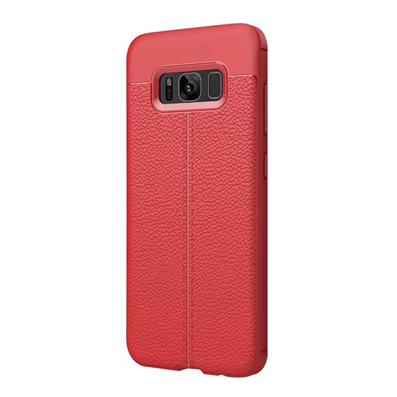 Microsonic Samsung Galaxy S8 Kılıf Deri Dokulu Silikon Kırmızı 2