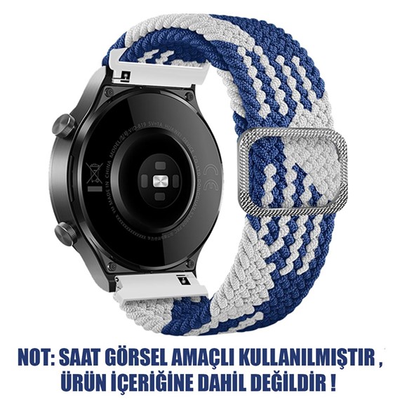 Microsonic Huawei Watch GT2 46MM Kordon Braided Solo Loop Band Mavi Beyaz 2