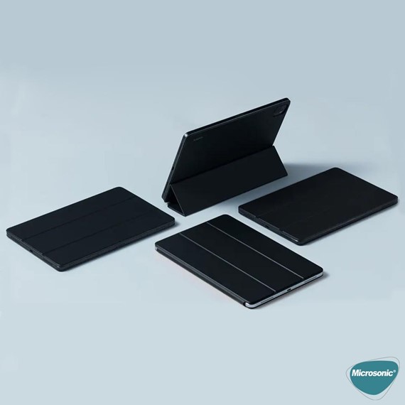 Microsonic Xiaomi Redmi Pad SE Kılıf Slim Translucent Back Smart Cover Siyah 5