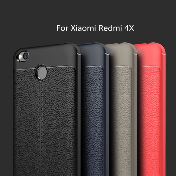Microsonic Xiaomi Redmi 4x Kılıf Deri Dokulu Silikon Kırmızı 5