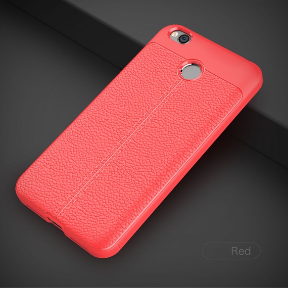 Microsonic Xiaomi Redmi 4x Kılıf Deri Dokulu Silikon Kırmızı 3