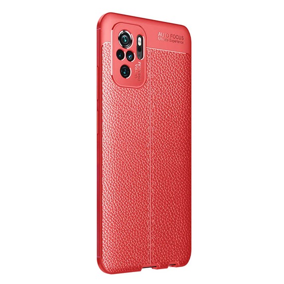 Microsonic Xiaomi Redmi Note 10 Kılıf Deri Dokulu Silikon Kırmızı 2