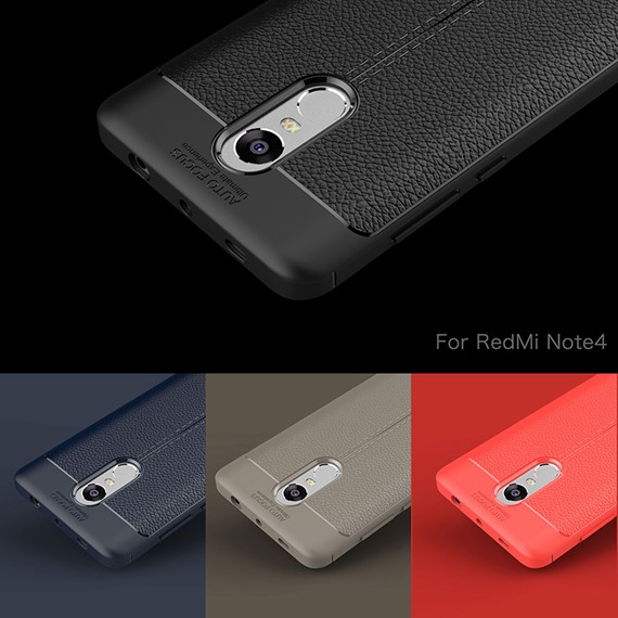 Microsonic Xiaomi Redmi Note 4X Kılıf Deri Dokulu Silikon Kırmızı 4