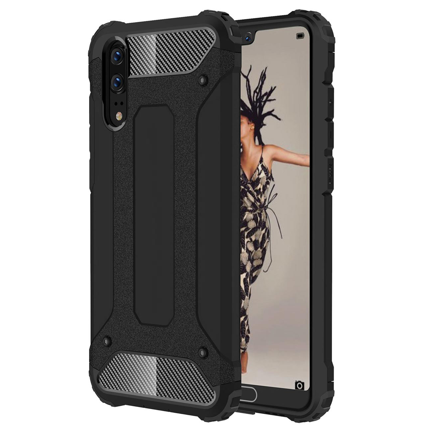 Microsonic Huawei P20 Kılıf Rugged Armor Siyah