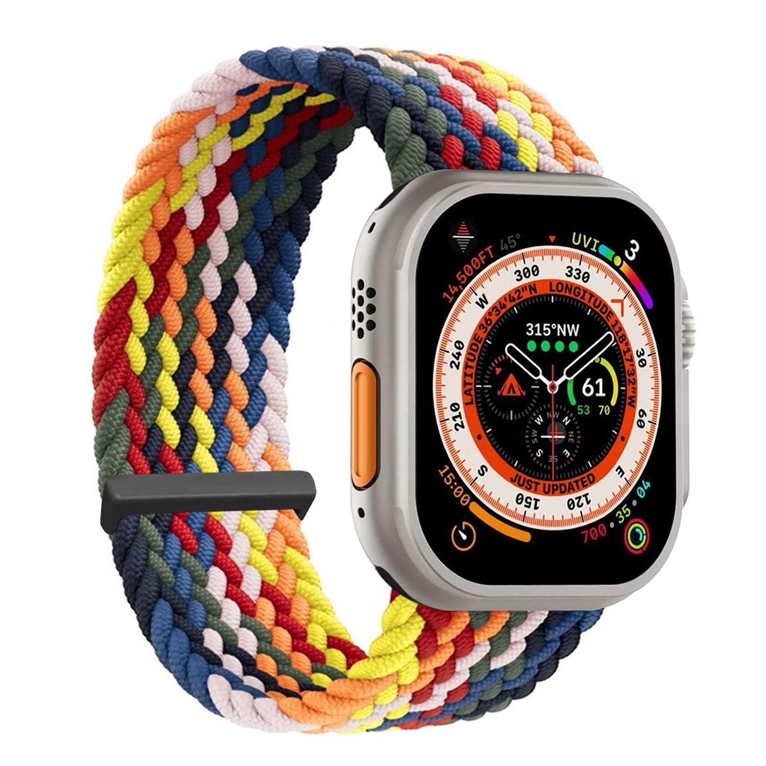 Microsonic Apple Watch SE 2022 44mm Kordon Small Size 127mm Knitted Fabric Single Loop Multi Color
