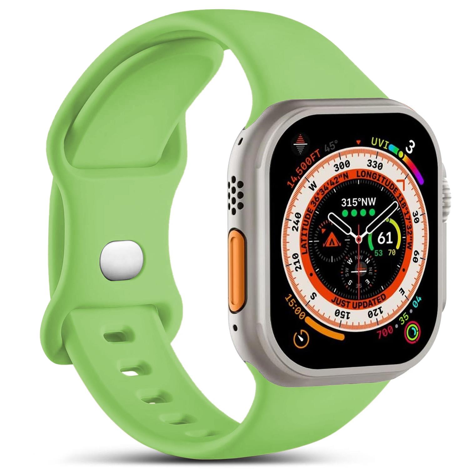 Microsonic Apple Watch Series 9 41mm Kordon ActiveFlex Wristband Yeşil