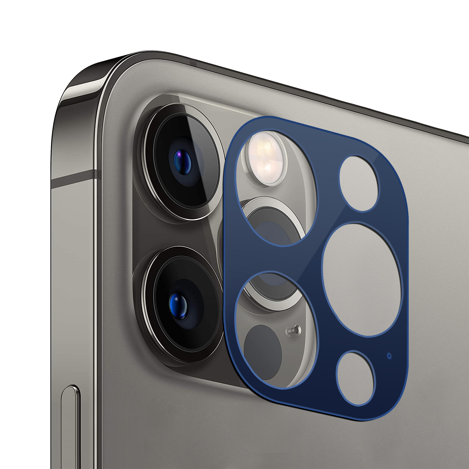 Microsonic Apple iPhone 12 Pro Max Kamera Lens Koruma Camı V2 Lacivert