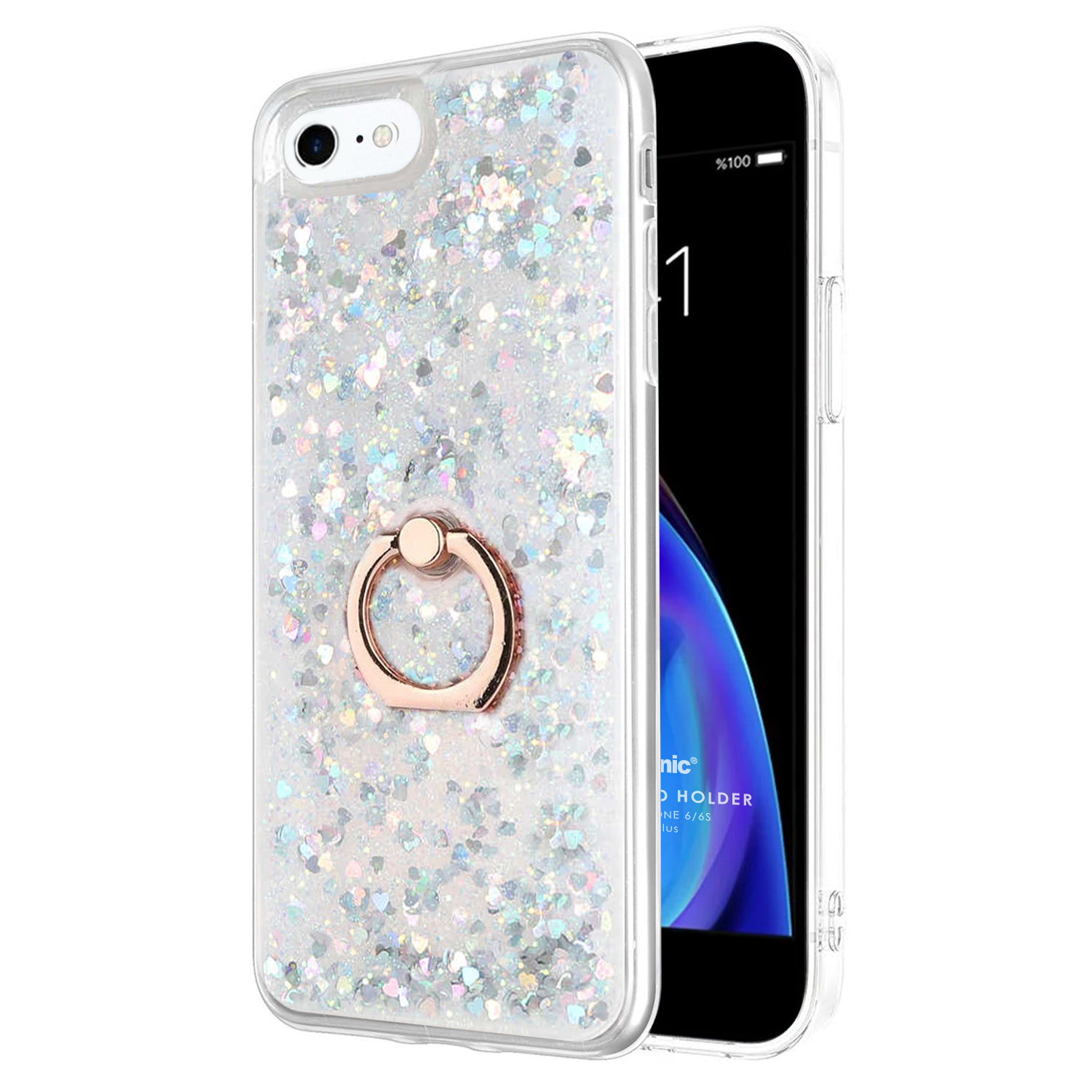 Microsonic Apple iPhone 6S Plus Kılıf Glitter Liquid Holder Gümüş