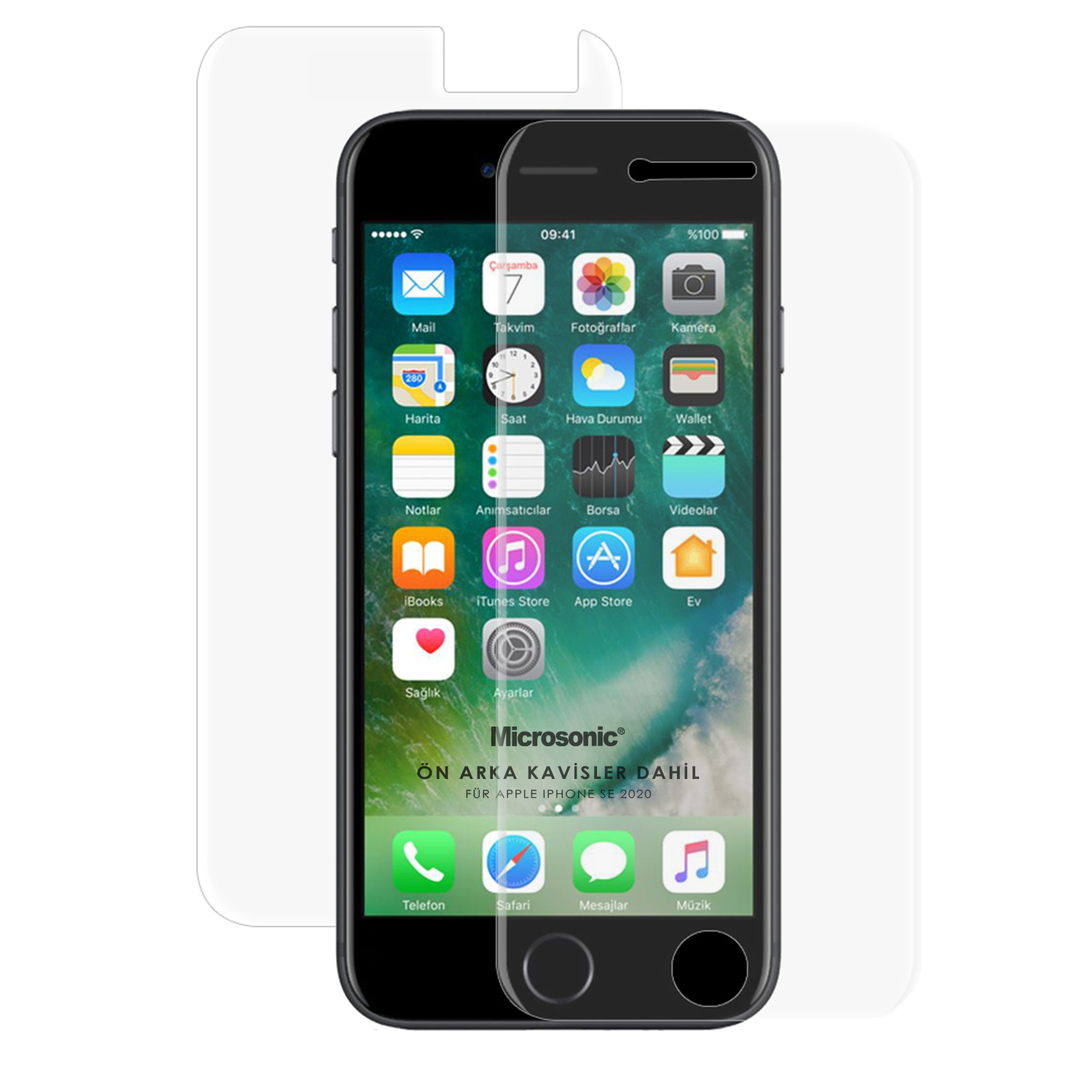Microsonic Apple iPhone SE 2020 Ön Arka Kavisler Dahil Tam Ekran Kaplayıcı Film