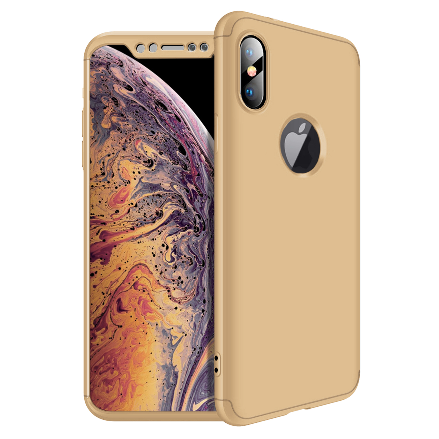 Microsonic Apple iPhone XS Max 6 5 Kılıf Double Dip 360 Protective Gold