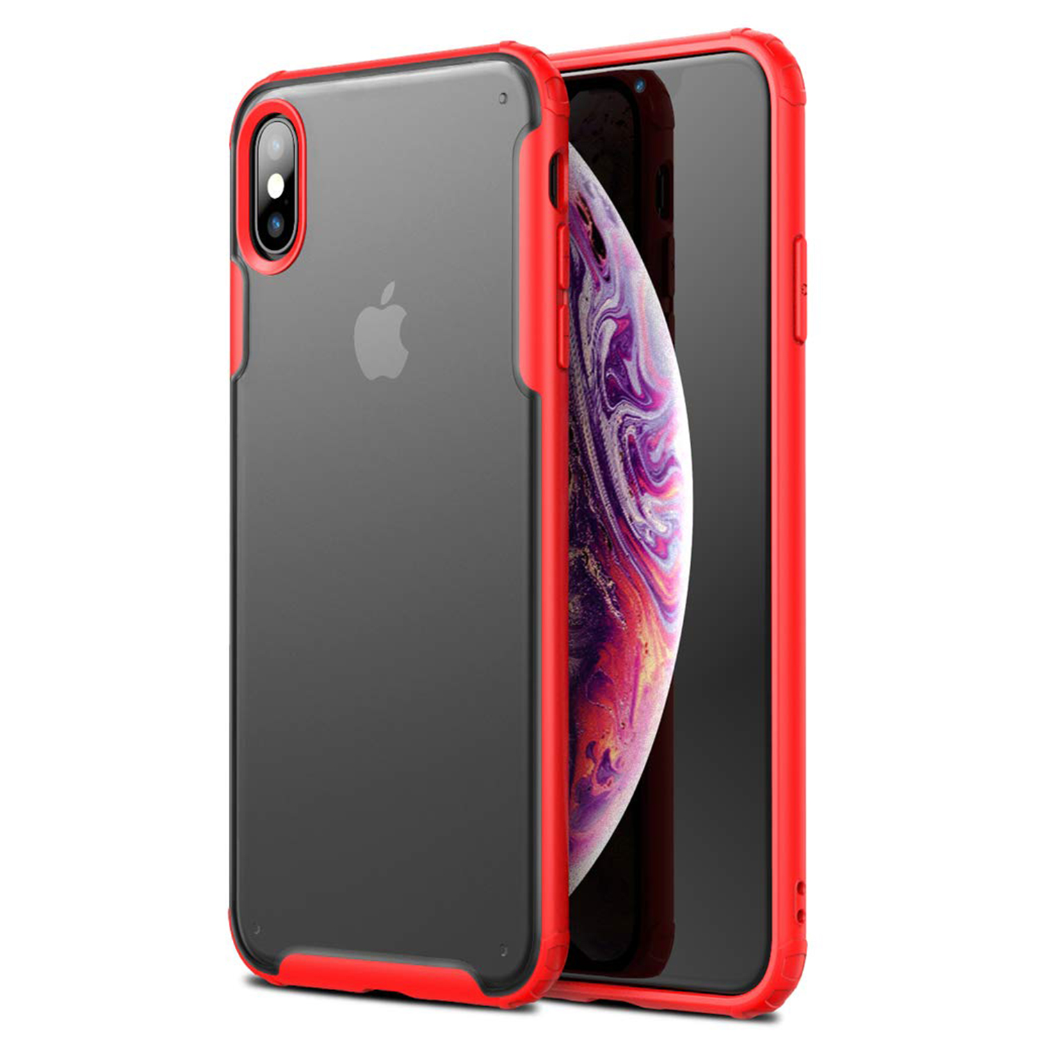 Microsonic Apple iPhone XS Max Kılıf Frosted Frame Kırmızı