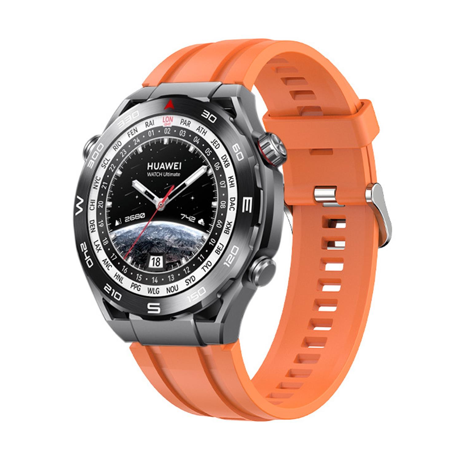 Microsonic Huawei Watch Ultimate Kordon Silicone Sport Band Turuncu