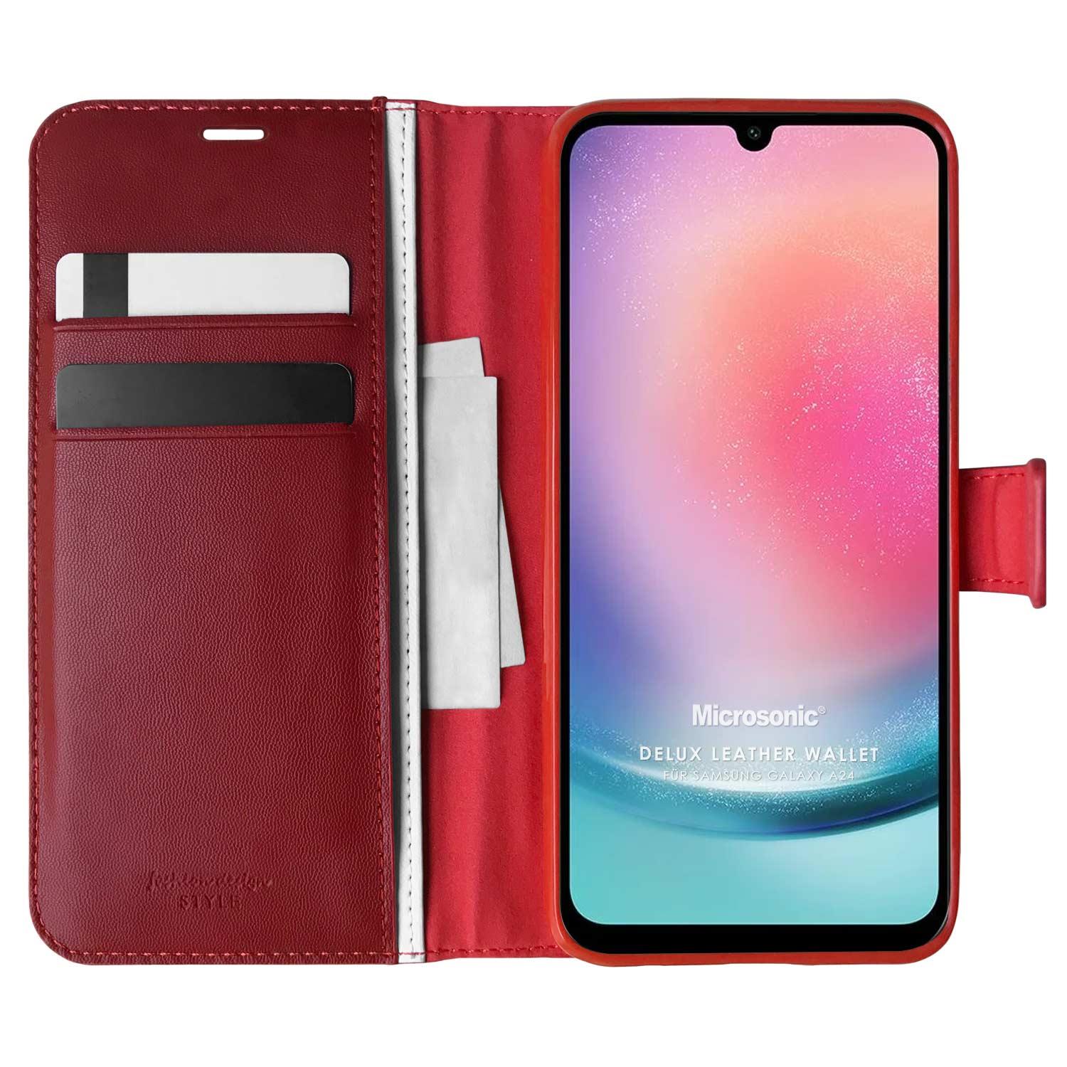 Microsonic Xiaomi Redmi 12 Kılıf Delux Leather Wallet Kırmızı