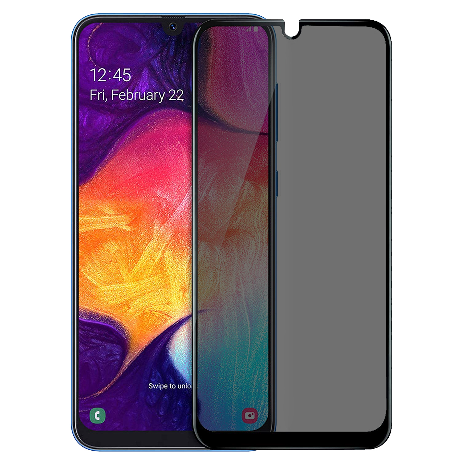 Microsonic Samsung Galaxy A50 Privacy 5D Gizlilik Filtreli Cam Ekran Koruyucu Siyah