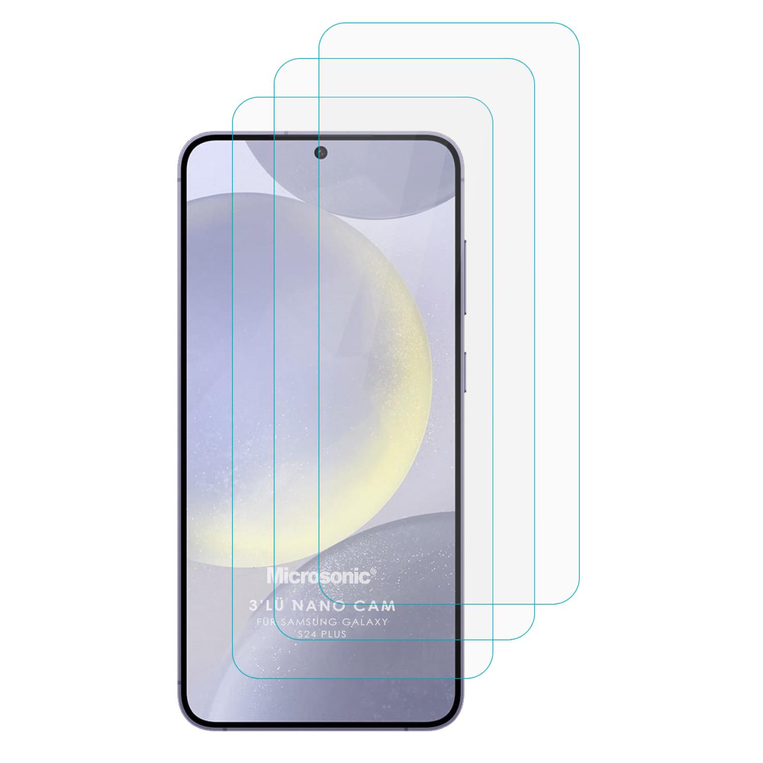 Microsonic Samsung Galaxy S24 Plus Screen Protector Nano Glass Cam Ekran Koruyucu 3 lü Paket