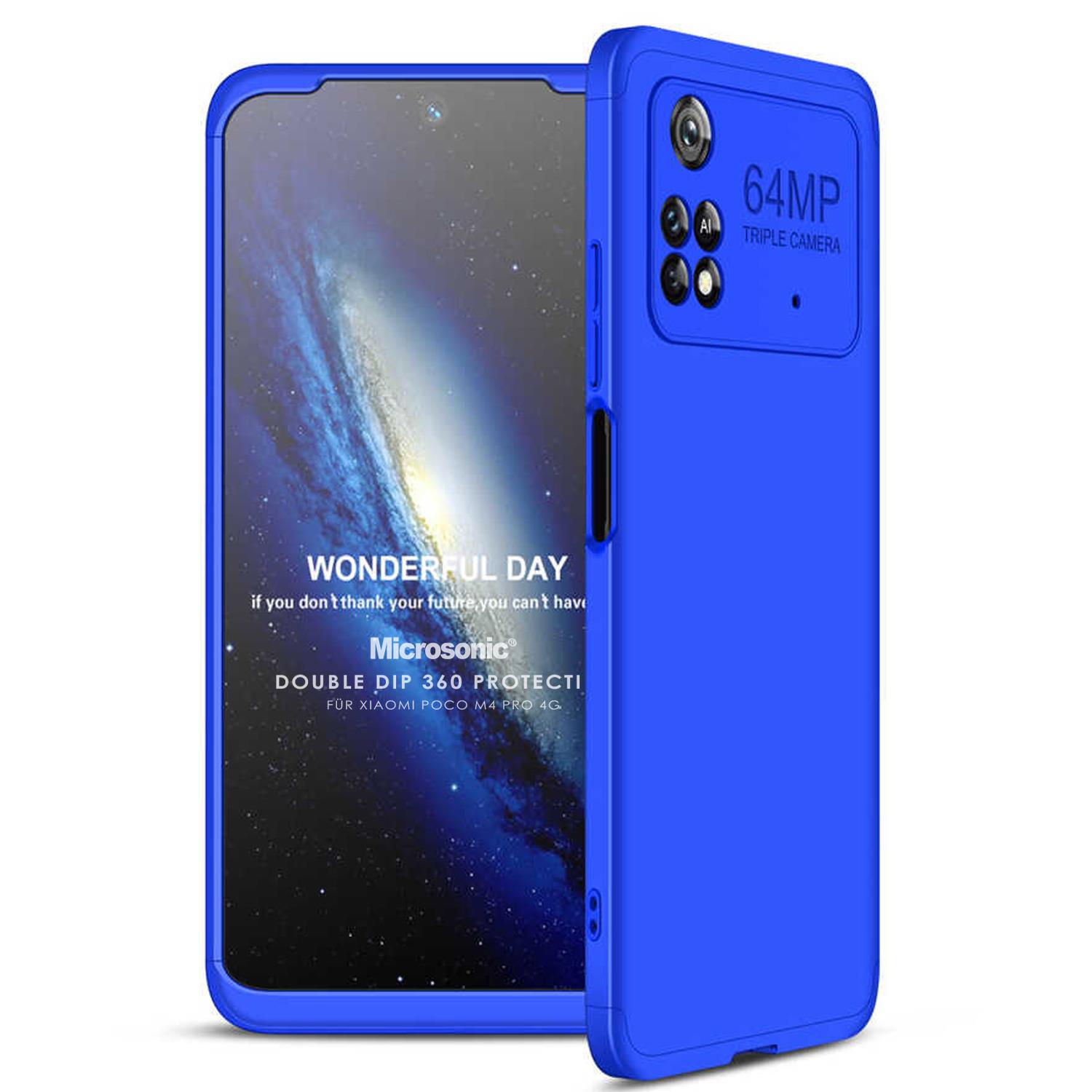 Microsonic Xiaomi Poco M4 Pro 4G Kılıf Double Dip 360 Protective Mavi