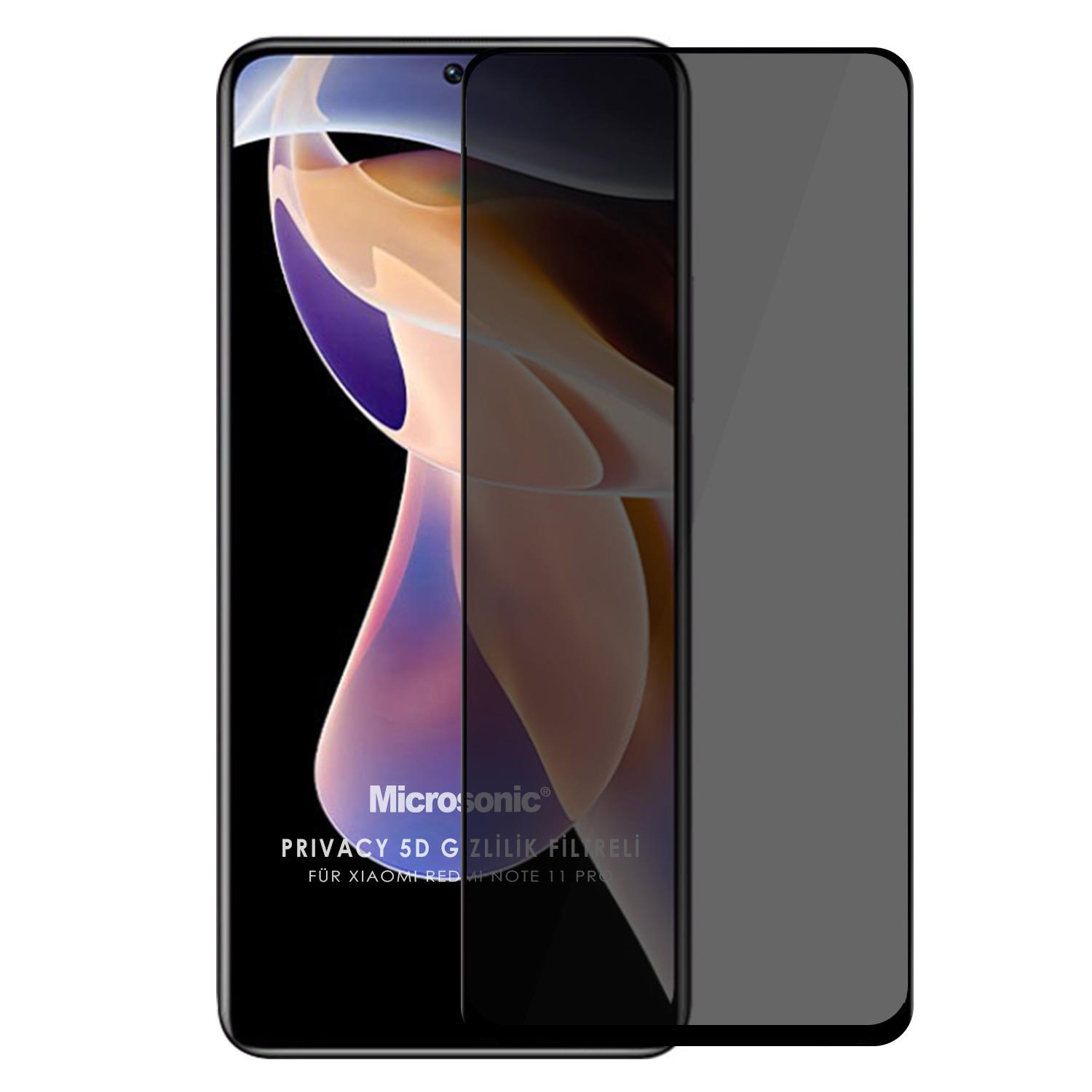 Microsonic Xiaomi Redmi Note 11 Pro 5G Privacy 5D Gizlilik Filtreli Cam Ekran Koruyucu Siyah