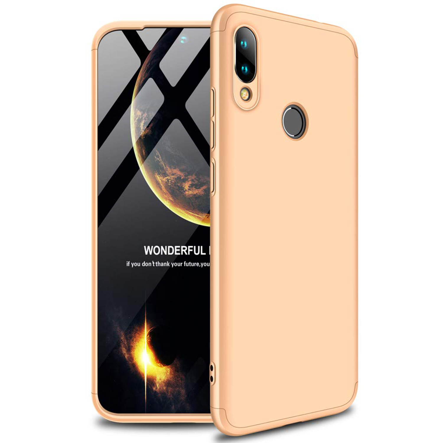 Microsonic Xiaomi Redmi Note 7 Kılıf Double Dip 360 Protective Gold