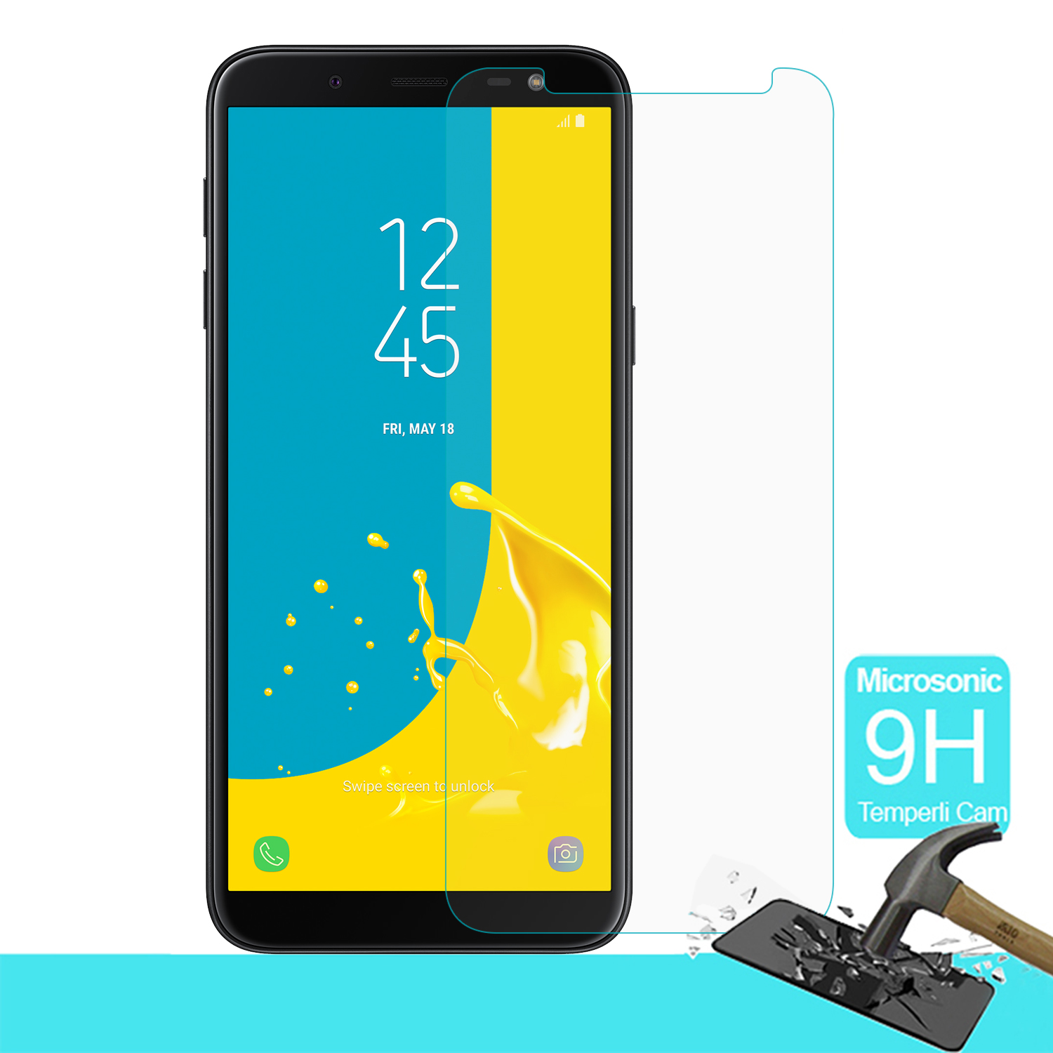 Microsonic Samsung Galaxy J6 Temperli Cam Ekran koruyucu Kırılmaz film