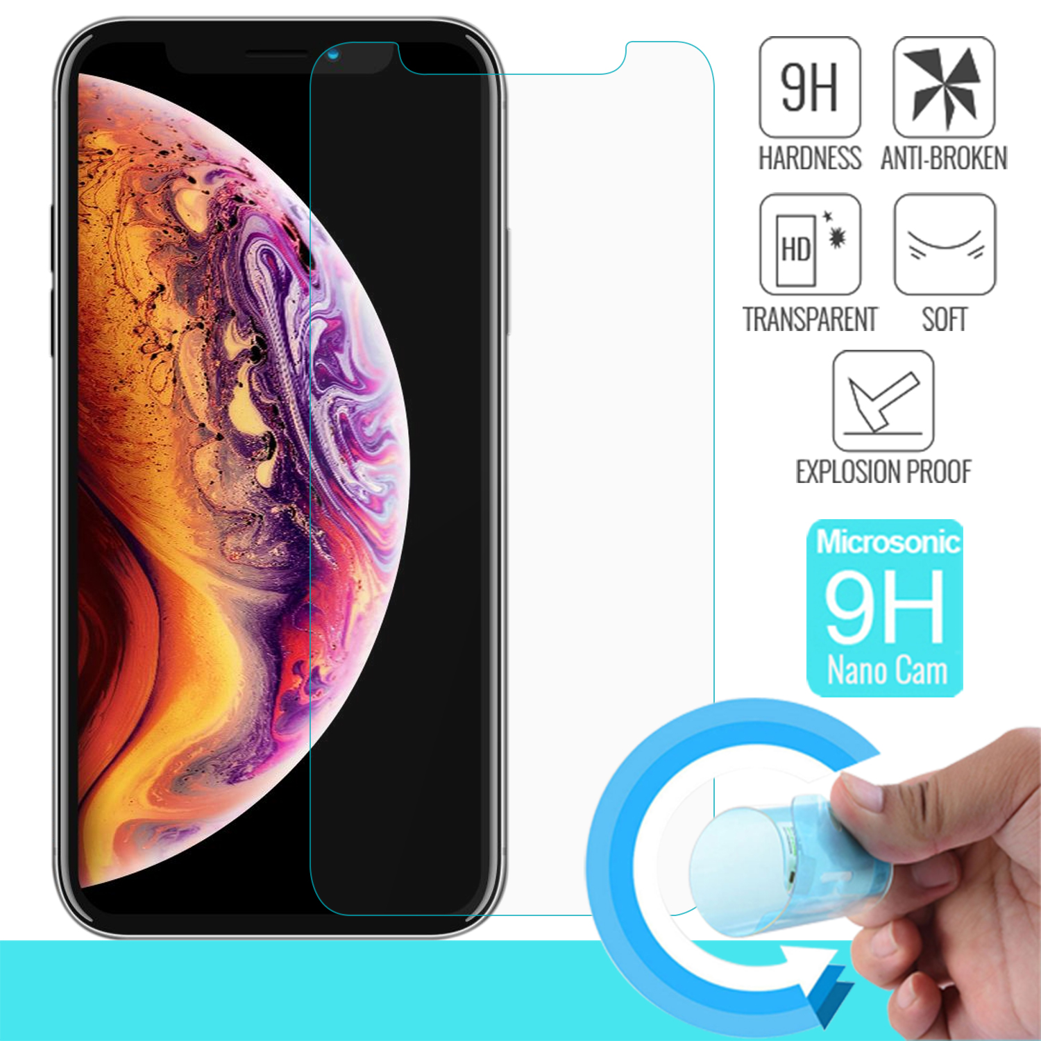 Microsonic Apple iPhone XS 5 8 Nano Cam Ekran koruyucu Kırılmaz film