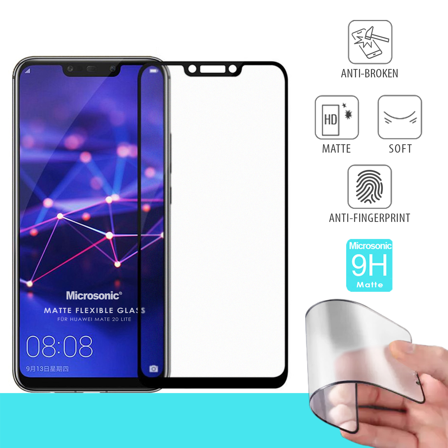 Microsonic Huawei Mate 20 Lite Seramik Matte Flexible Ekran Koruyucu Siyah