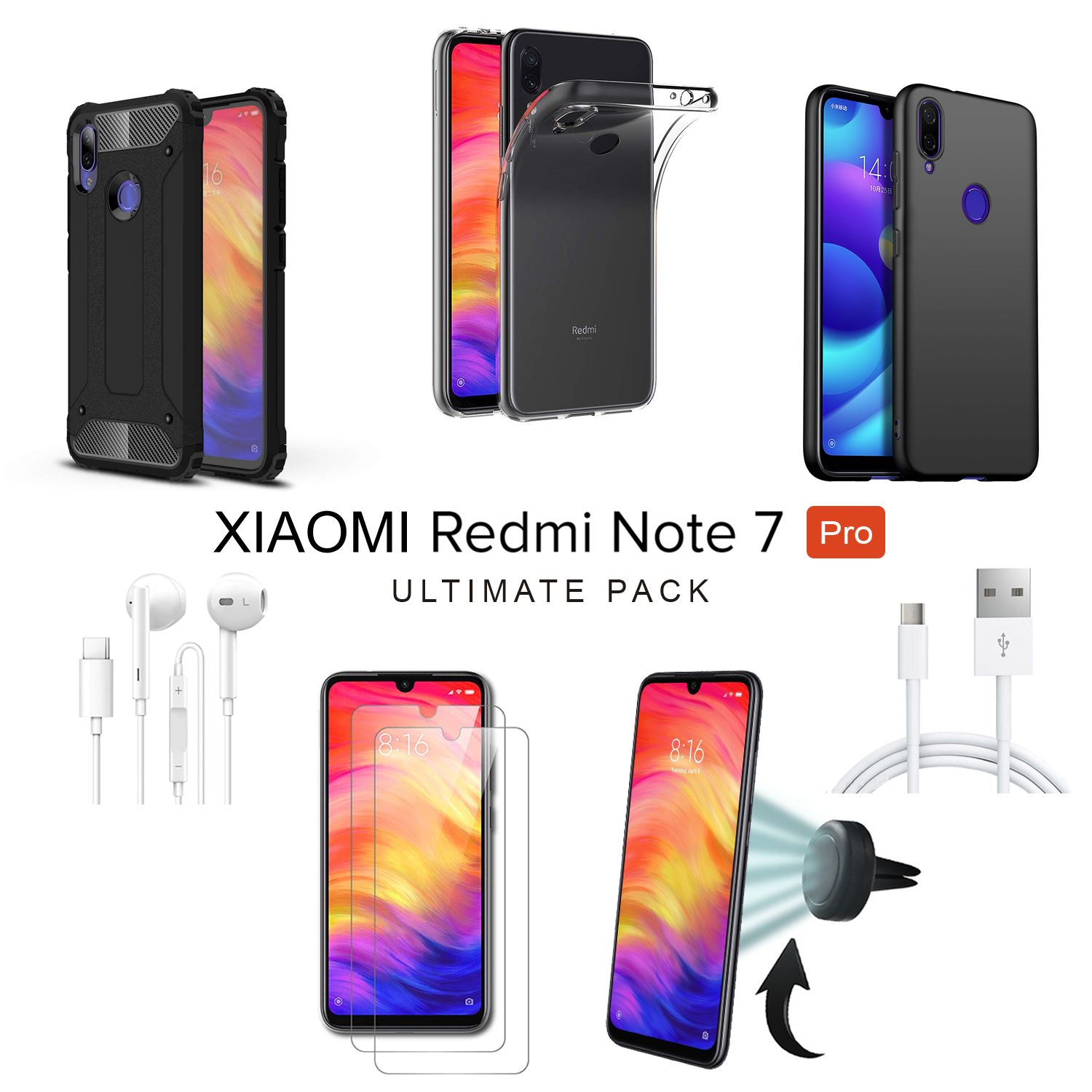 Microsonic Xiaomi Redmi Note 7 Pro Kılıf Aksesuar Seti