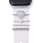 Microsonic Apple Watch 8 45mm Kordon Süsü Charm İnci Kalp Gümüş