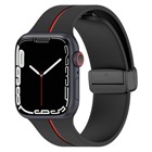 Microsonic Apple Watch Series 6 44mm Kordon Ribbon Line Siyah Kırmızı