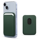 Microsonic Apple iPhone 15 Leather Wallet MagSafe Koyu Yeşil