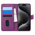 Microsonic Apple iPhone 15 Pro Kılıf Fabric Book Wallet Mor