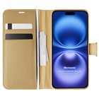 Microsonic Apple iPhone 16 Plus Kılıf Delux Leather Wallet Gold