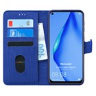 Microsonic Huawei P40 Lite Kılıf Fabric Book Wallet Lacivert