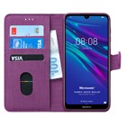 Microsonic Huawei Y6 2019 Kılıf Fabric Book Wallet Mor