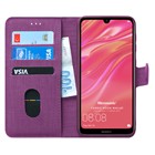 Microsonic Huawei Y7 Prime 2019 Kılıf Fabric Book Wallet Mor