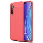 Microsonic Realme 5i Kılıf Deri Dokulu Silikon Kırmızı