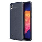 Microsonic Samsung Galaxy A10 Kılıf Deri Dokulu Silikon Lacivert