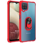 Microsonic Samsung Galaxy A12 Kılıf Grande Clear Ring Holder Kırmızı