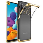 Microsonic Samsung Galaxy A21 Kılıf Skyfall Transparent Clear Gold