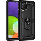 Microsonic Samsung Galaxy A22 4G Kılıf Military Ring Holder Siyah