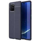 Microsonic Samsung Galaxy A91 S10 Lite Kılıf Deri Dokulu Silikon Lacivert