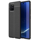 Microsonic Samsung Galaxy A91 S10 Lite Kılıf Deri Dokulu Silikon Siyah