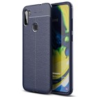 Microsonic Samsung Galaxy M11 Kılıf Deri Dokulu Silikon Lacivert