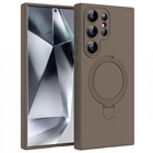 Microsonic Samsung Galaxy S24 Ultra Kılıf Aura Stant MagSafe Kahverengi