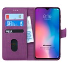 Microsonic Xiaomi Mi 9 Kılıf Fabric Book Wallet Mor