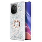 Microsonic Xiaomi Poco F3 Kılıf Glitter Liquid Holder Gümüş