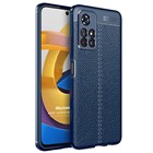 Microsonic Xiaomi Poco M4 Pro Kılıf Deri Dokulu Silikon Lacivert