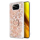 Microsonic Xiaomi Poco X3 Pro Kılıf Glitter Liquid Holder Gold