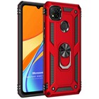 Microsonic Xiaomi Redmi 9C Kılıf Military Ring Holder Kırmızı